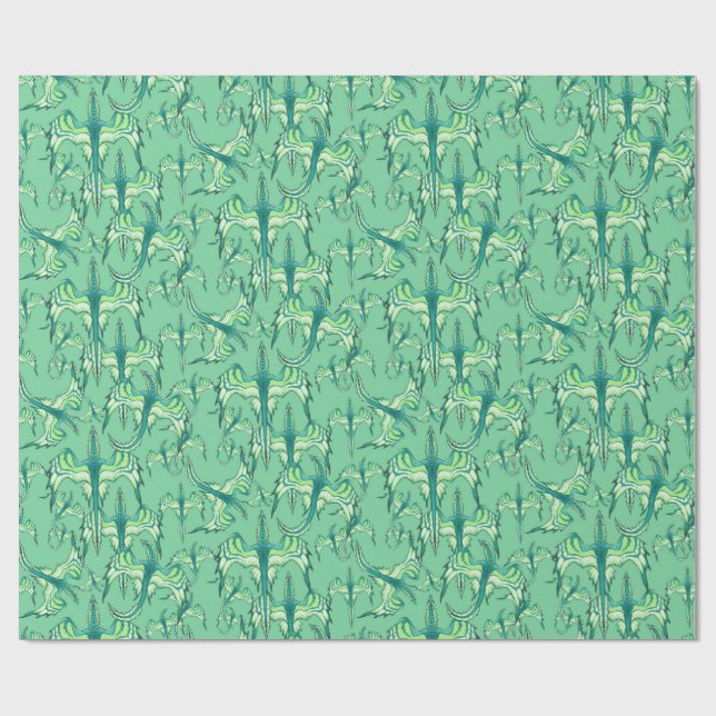 Papel de regalo Dragón Verde Menta (Superficie plana)