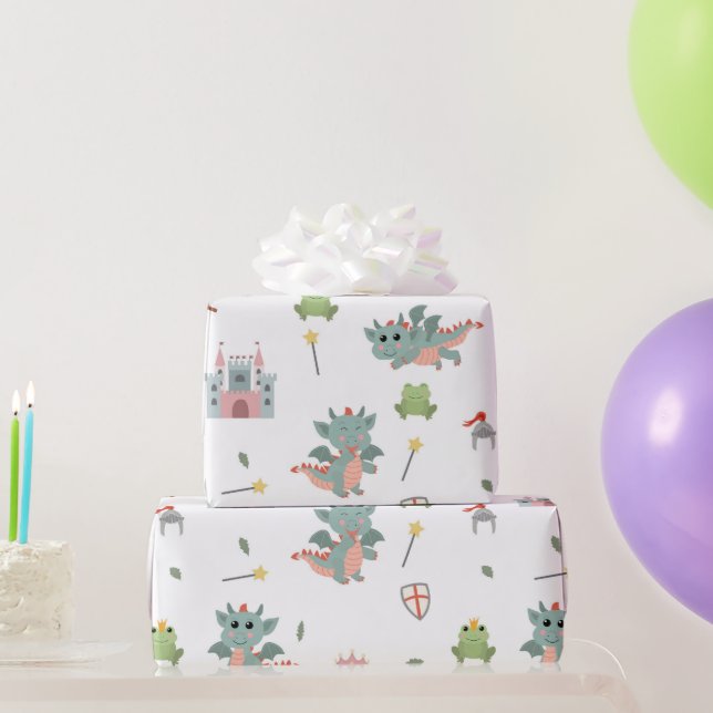 Papel De Regalo Dragones Caballeros Castillo Medieval (Regalos de fiesta)