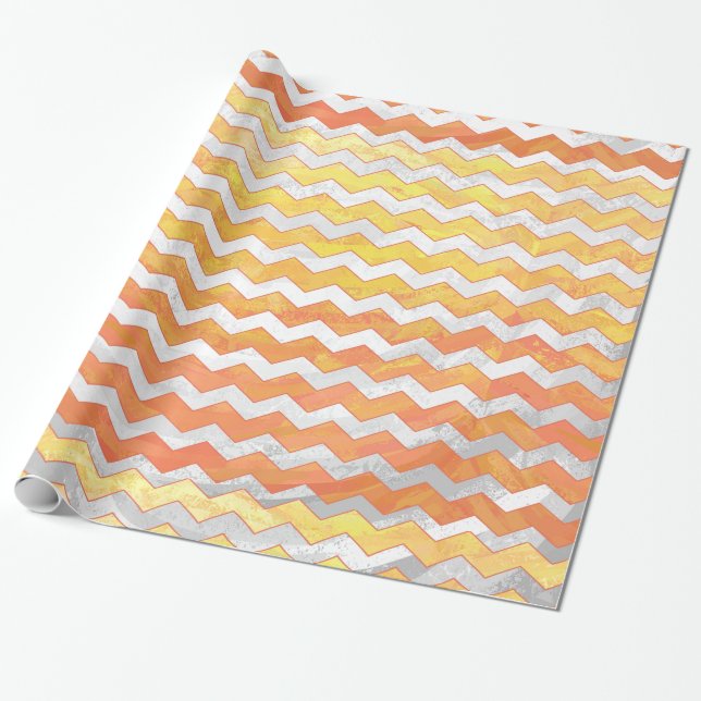 Papel De Regalo Dragones Naranja ocular Patrón Chevron (Desenrollado)