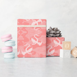 Papel De Regalo Dragones Sobre Rosa