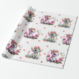 Papel De Regalo Dragones y corazones de bebé adorables en San Vale