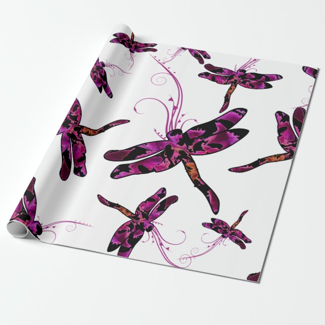 Papel De Regalo Dragonflies caprichoso (Desenrollado)