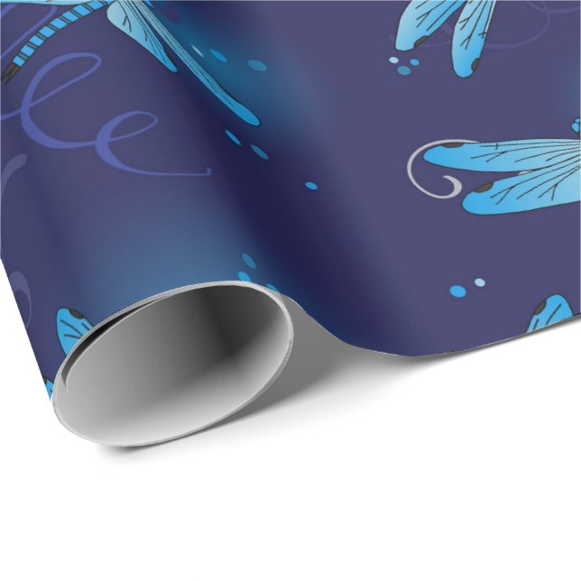 Papel De Regalo Dragonfly Lover Nature Tema Dragonflies Imprimir (Esquina del rollo)