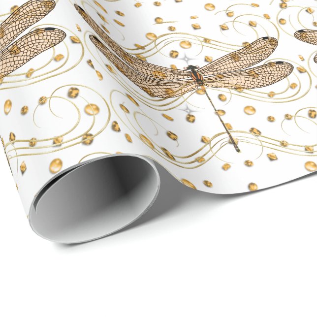 Papel De Regalo Dragonfly on Amber Stones (Esquina del rollo)