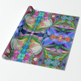Papel De Regalo Dragonfly Wildflower Garden Abstract Floral