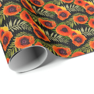 Papel De Regalo Drama de los Coppies Rojos Naranja
