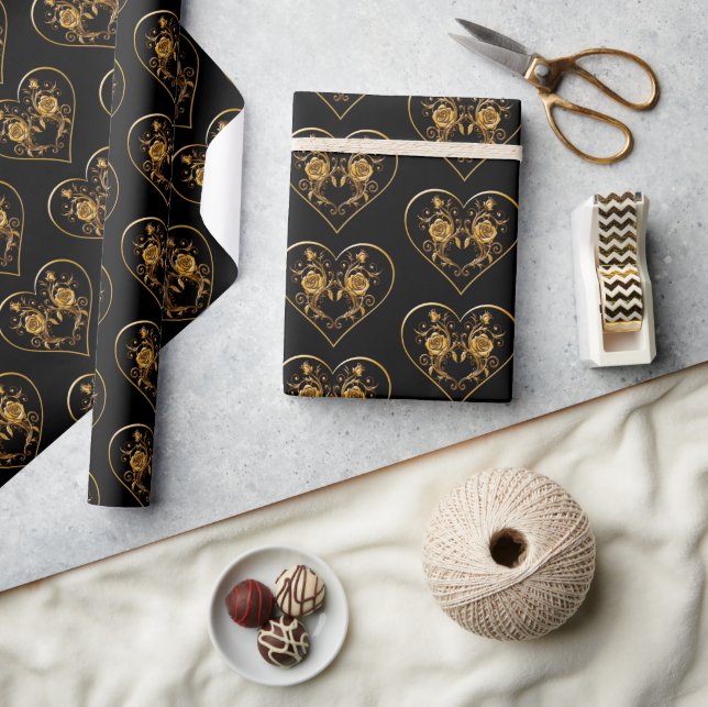 Papel De Regalo Dramático y elegante Rosa de oro (Artesanía)