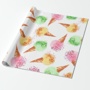 Papel De Regalo Draui color acuarela de postre helado variado de v