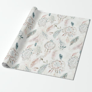 Papel De Regalo DREAMCATCHER Boho Feathers Neutral Wrapping Paper