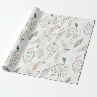 Papel De Regalo DREAMCATCHER Boho Feathers Neutral Wrapping Paper