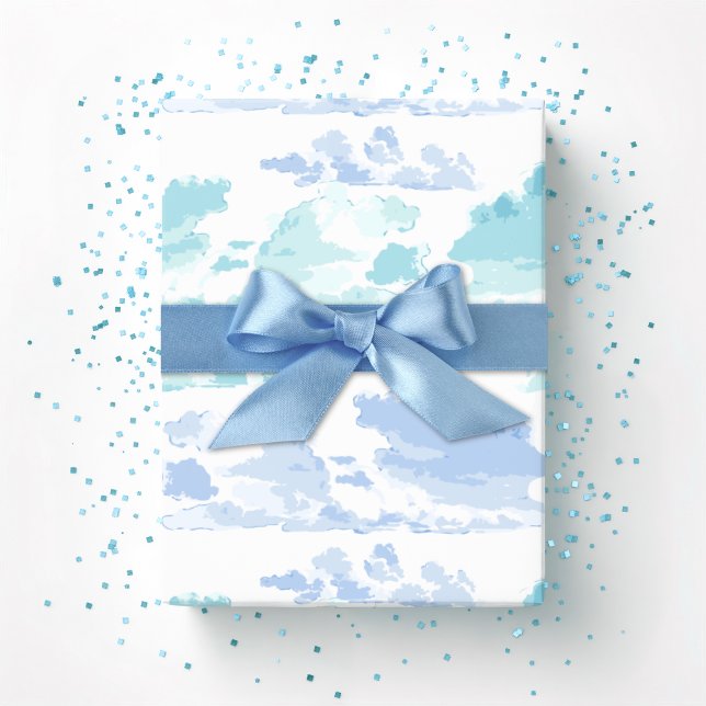 Papel De Regalo Dreamy Cloud Bands in Blue and Aqua (Subido por el creador)