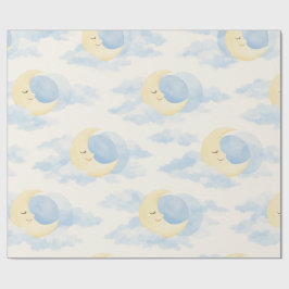 Papel De Regalo Dreamy Moon and Clouds Baby Wrapping Paper