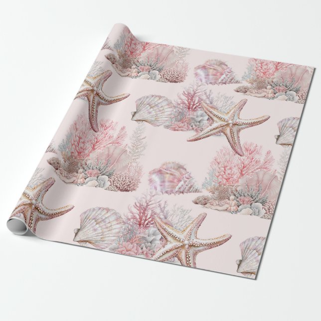 Papel De Regalo Dreamy Under the Sea Baby Shower (Desenrollado)