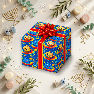 Papel De Regalo Dreidel Giratorio Kawaii Azul Lindo