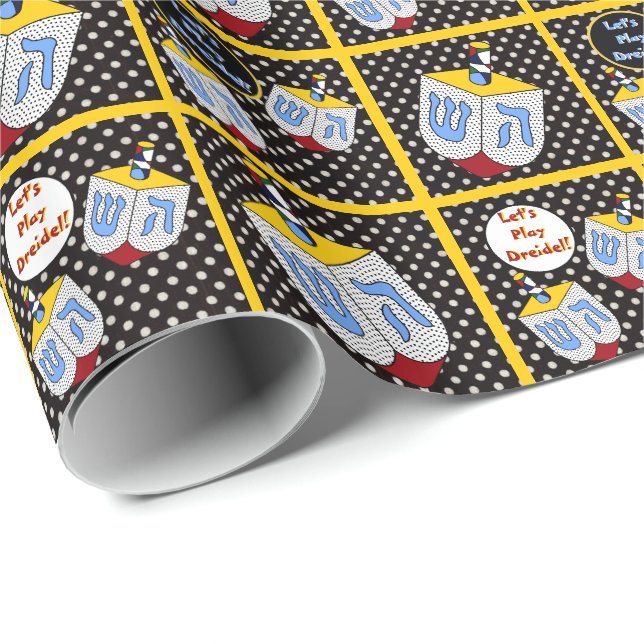 Papel De Regalo Dreidel Gone Dotty (Esquina del rollo)