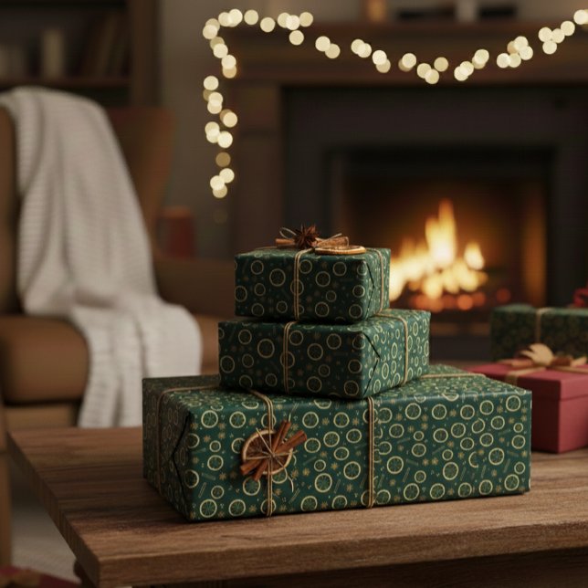 Papel De Regalo Dried Citrus & Gold Pattern Wrapping Paper (Subido por el creador)
