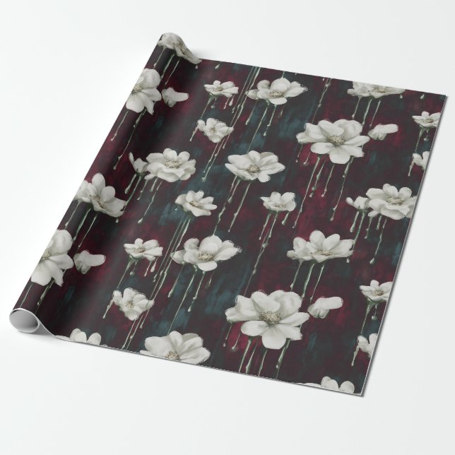 Papel De Regalo Dripping Floral Dark Wrap (Desenrollado)