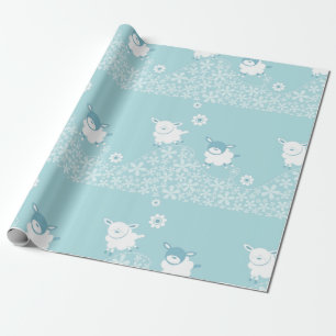 Papel De Regalo ducha azul del bebé de las ovejas