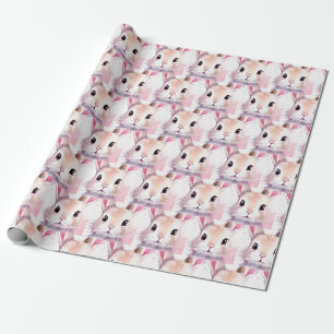 Papel De Regalo Ducha de bebé acuarela rosa conejito lindo