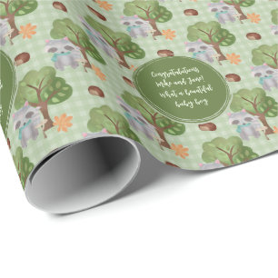 Papel De Regalo Ducha de bebé animal forestal personalizable