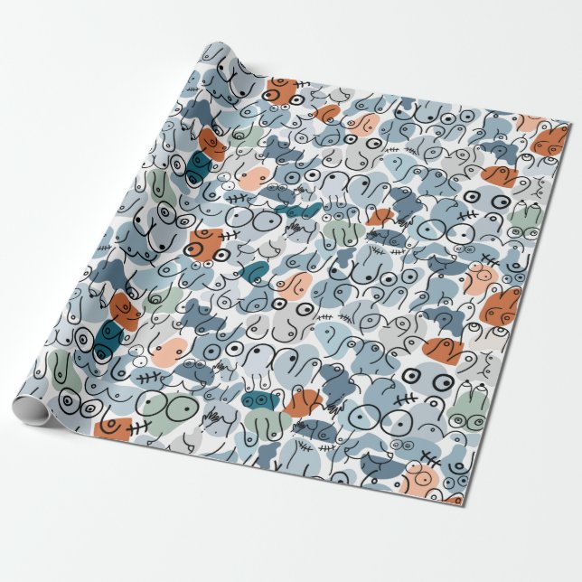 Papel De Regalo Ducha de bebé azul (Desenrollado)