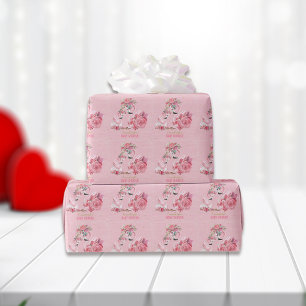 Papel De Regalo Ducha de Bebé Bailarina Flamenco Acuarela Rosa