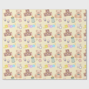 Papel De Regalo Ducha de Bebé Bloques y Juguetes
