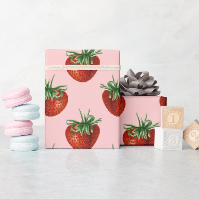 Papel De Regalo Ducha de bebé con patrón de fresa (Baby Shower)