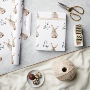 Papel De Regalo Ducha de Bebé Conejito Lindo Corazón Rosa Cola