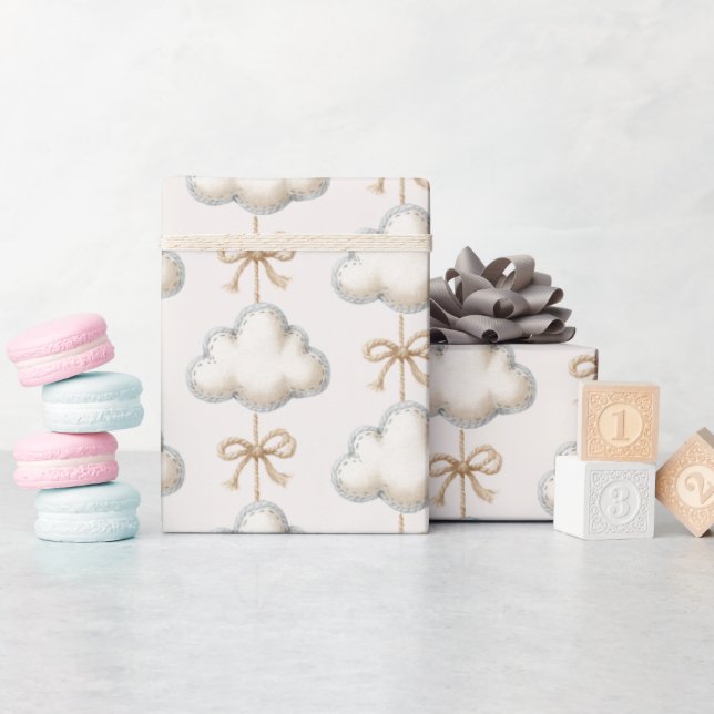 Papel De Regalo Ducha de bebé Cream Blue Cloud Nine (Baby Shower)