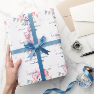 Papel De Regalo Ducha de bebé de panda con banderines y globos