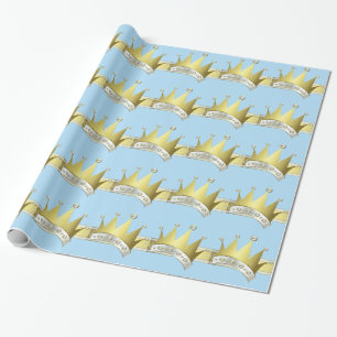 Papel De Regalo Ducha de bebé del pequeño príncipe azul y dorado