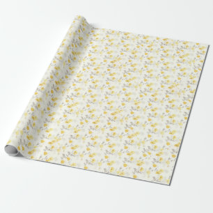 Papel De Regalo Ducha de Bebé Floral Amarillo Nupcial