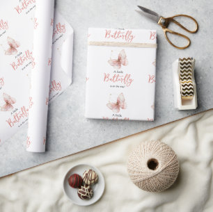 Papel De Regalo Ducha de bebé floral de mariposa silvestre boho