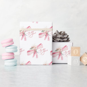 Papel De Regalo Ducha de bebé lazo rosa acuarela