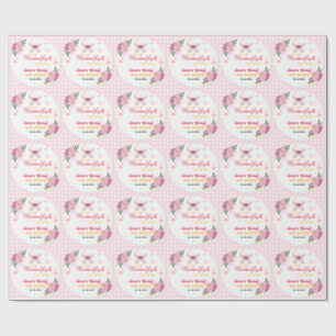 Papel De Regalo Ducha de bebé Mariposa Rosa Pequeña Está En Camino