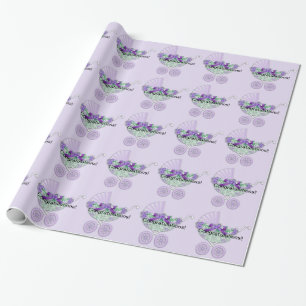 Papel De Regalo Ducha de Bebe Morada