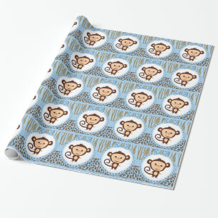 Papel De Regalo Ducha de Bebé Niño Mono