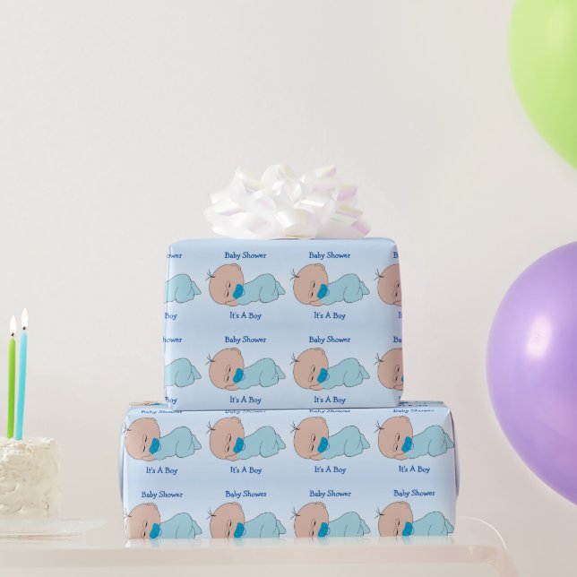 Papel De Regalo Ducha de bebé niño personalizada (Regalos de fiesta)