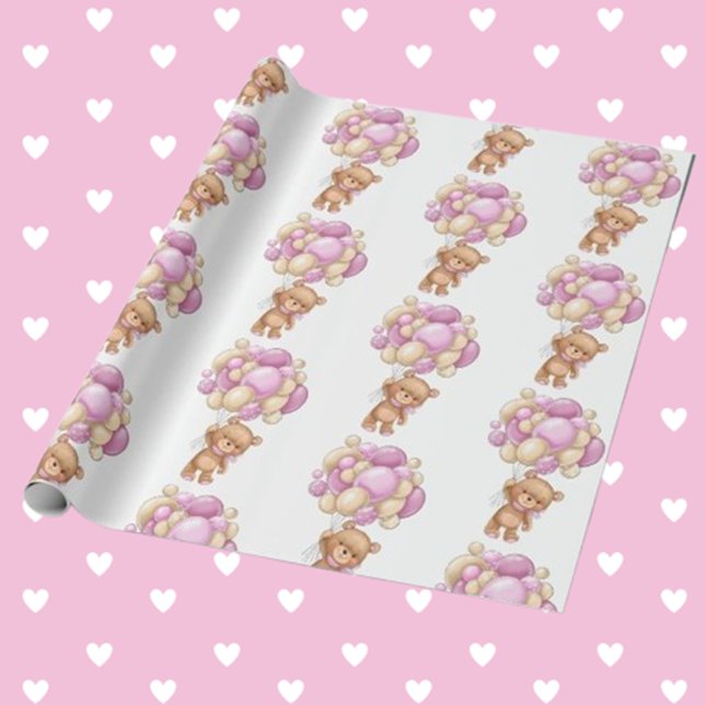 Papel De Regalo Ducha de bebé osito Teddy rosa (This shower is not just about welcoming a baby; it’s about celebrating the beginning of her story,)