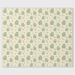 Papel De Regalo Ducha de Bebé Rana Acuarela Crema Caprichosa