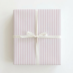 Papel De Regalo Ducha de bebé rosa pastel / rayas blancas