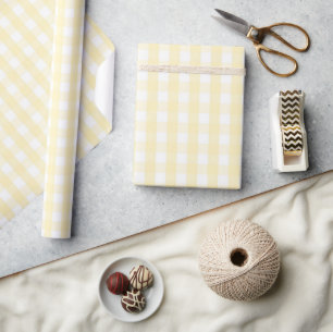 Papel De Regalo Ducha de bebé soleada a cuadros pastel amarillo