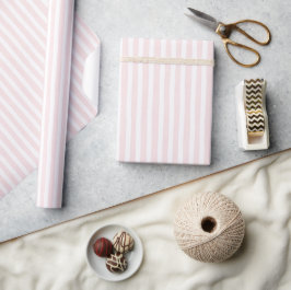 Papel De Regalo Ducha de Boda con Rayas Blancas y Rosa Bonito
