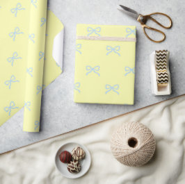 Papel De Regalo Ducha de niña alegre, lazo amarillo y azul Preppy