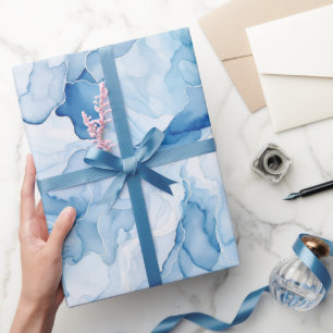 Papel De Regalo Ducha de Novia Abstracta Tonos Azules