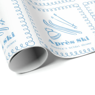 Papel De Regalo Ducha de Novia Bebé Après Dibujada a Mano Azul