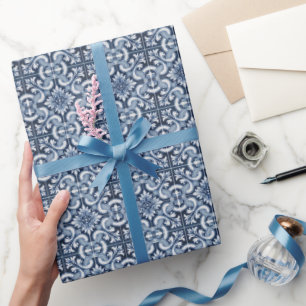 Papel De Regalo Ducha de Novia de Azulejos Azules de Italia Medite