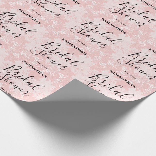 Papel De Regalo Ducha de Novia de Encaje Rosa (Esquina)