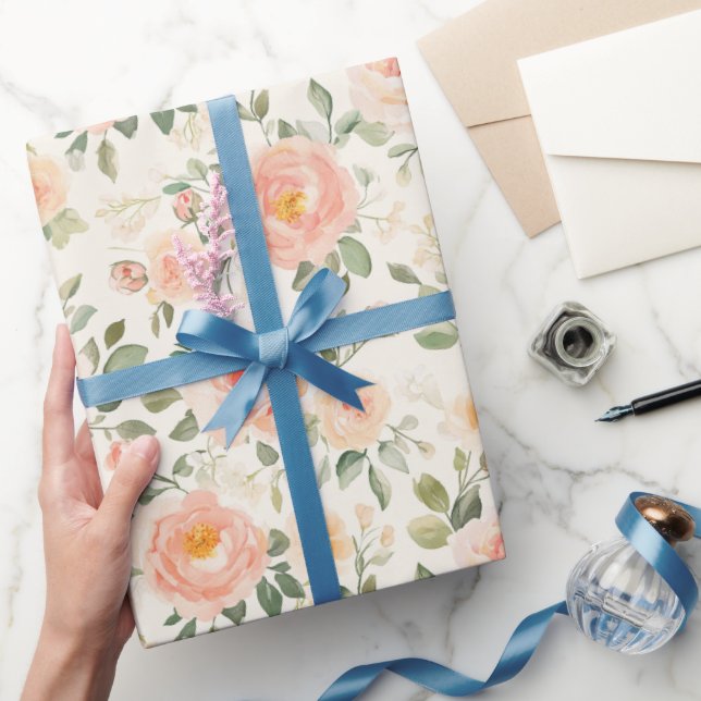Papel De Regalo Ducha de Novia de Flores de Melocotón Hermosas (Regalar)